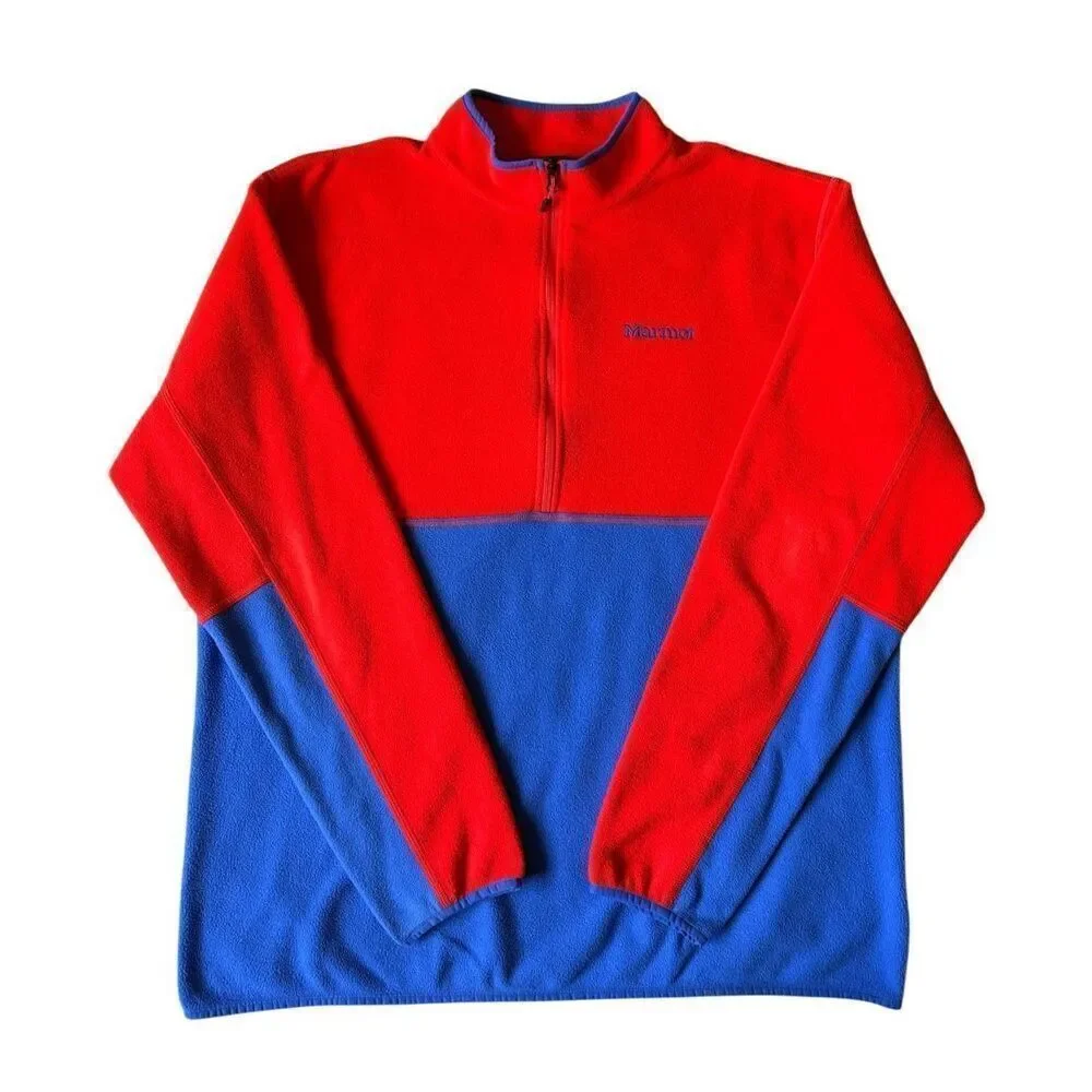 Marmot Men’s Rocklin 1/2-Zip Fleece Jacket Pullover size XXL Blue Red